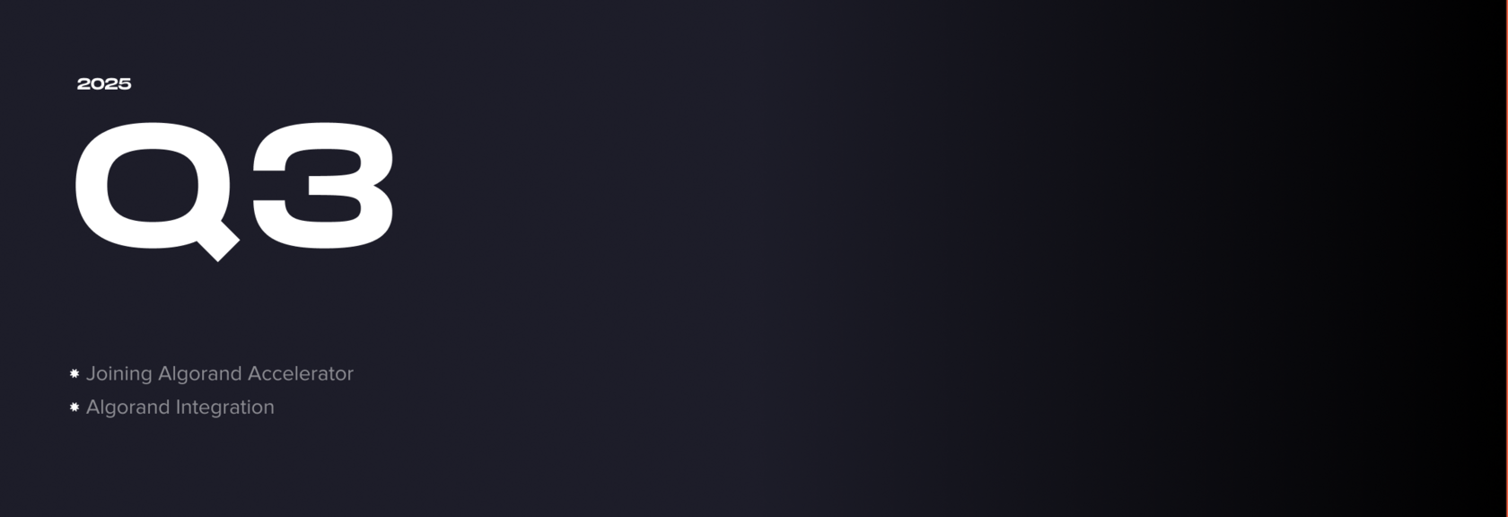 Q3 2025 roadmap: Joining Algorand Accelerator and Algorand Integration